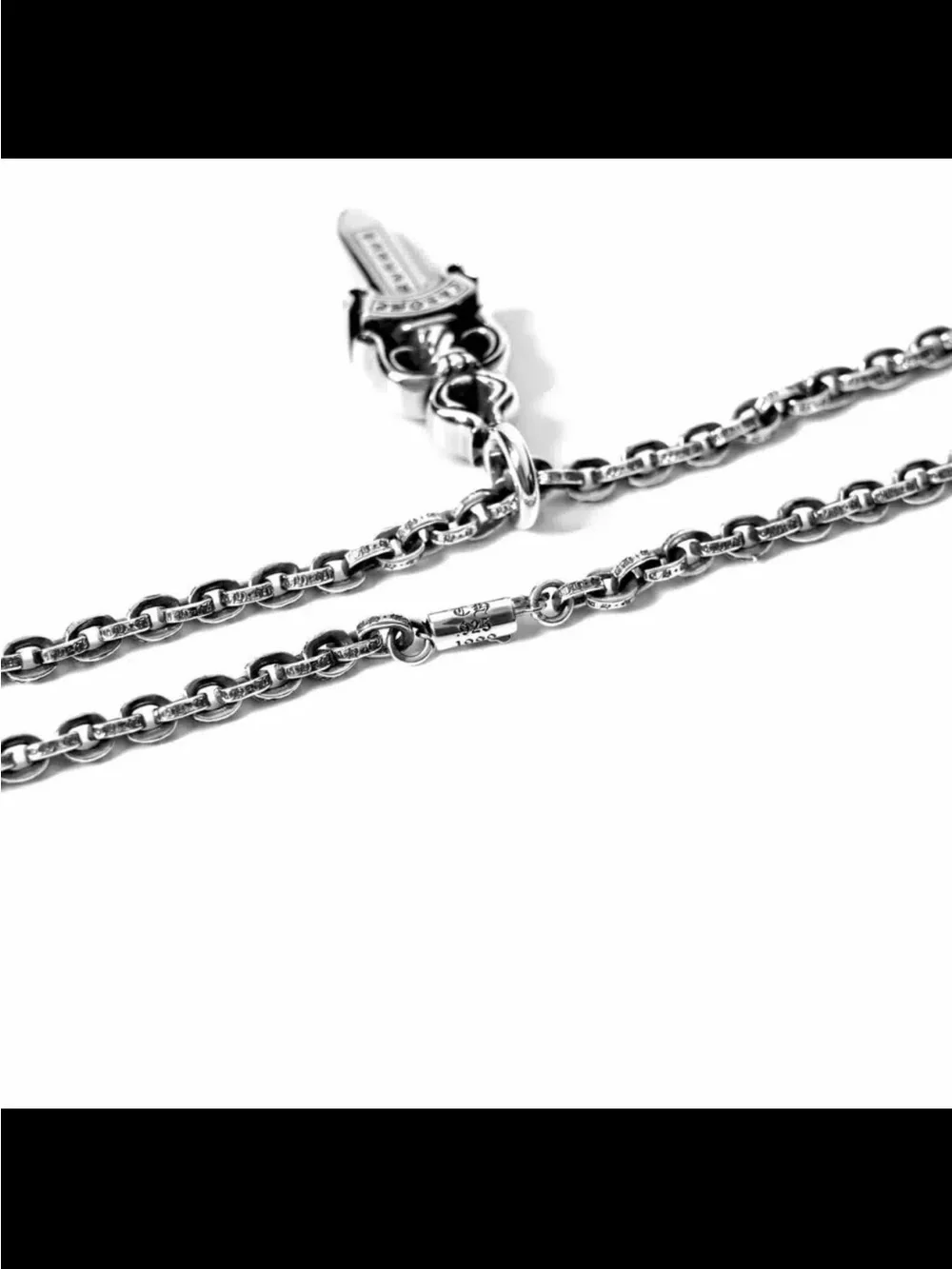 Chrome Hearts Silver Gothic Dagger Pendant Necklace